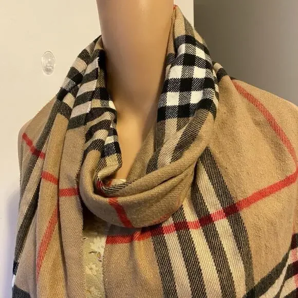 UnisexAdult Classic Check Scarf Multicolor Fringe Soft Unbranded Luxury Preppy - Picture 5 of 6